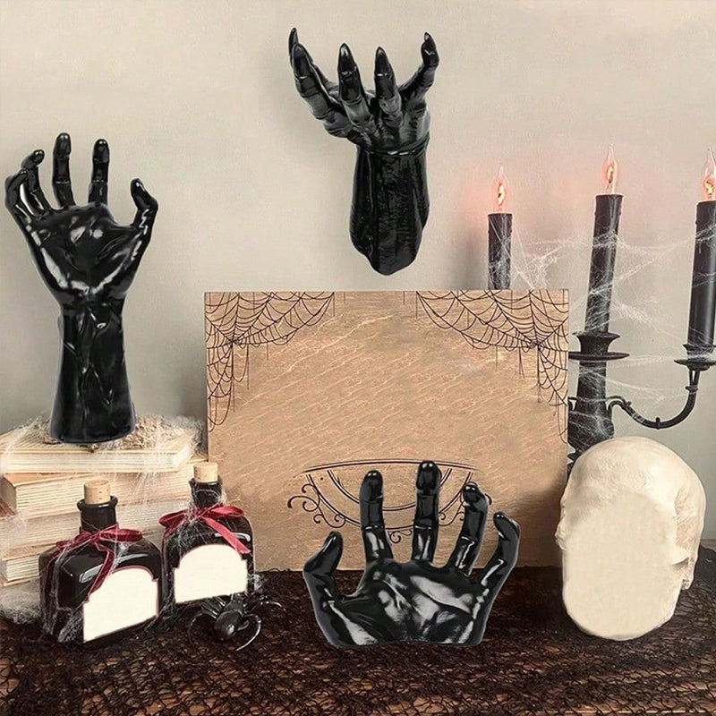 Gothic Halloween Wall Decor — Spooky Hands, Candles & Bat Stickers (12-Pack Kit)