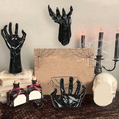 Gothic Halloween Wall Decor — Spooky Hands, Candles & Bat Stickers (12-Pack Kit)