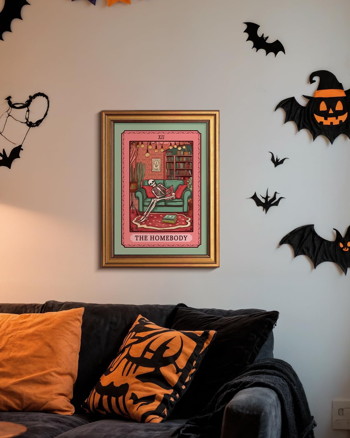 Whimsical Skeleton Tarot Wall Art — Framed Print