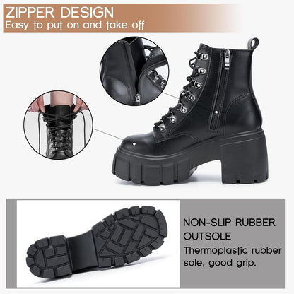 Women's Combat Boots - Alt Fashion Lace-Up Boots