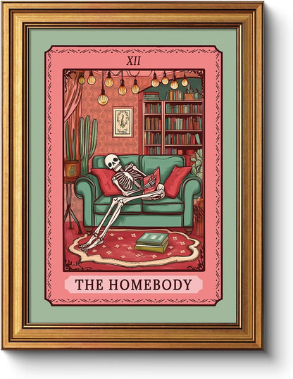 Whimsical Skeleton Tarot Wall Art — Framed Print