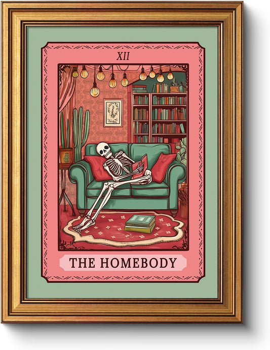 Whimsical Skeleton Tarot Wall Art — Framed Print