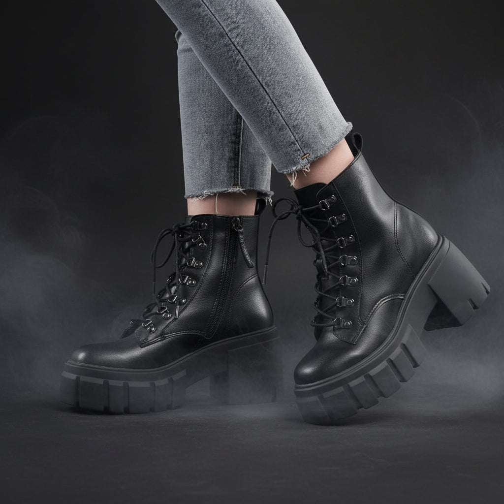 Women's Combat Boots - Alt Fashion Lace-Up Boots