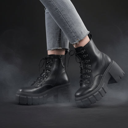 Women's Combat Boots - Alt Fashion Lace-Up Boots