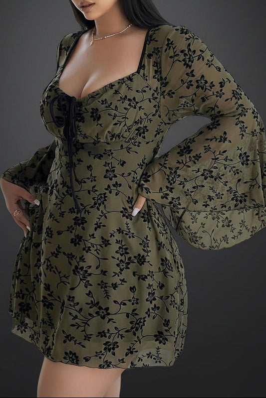 Whimsy Floral Plus-Size Midi Dress