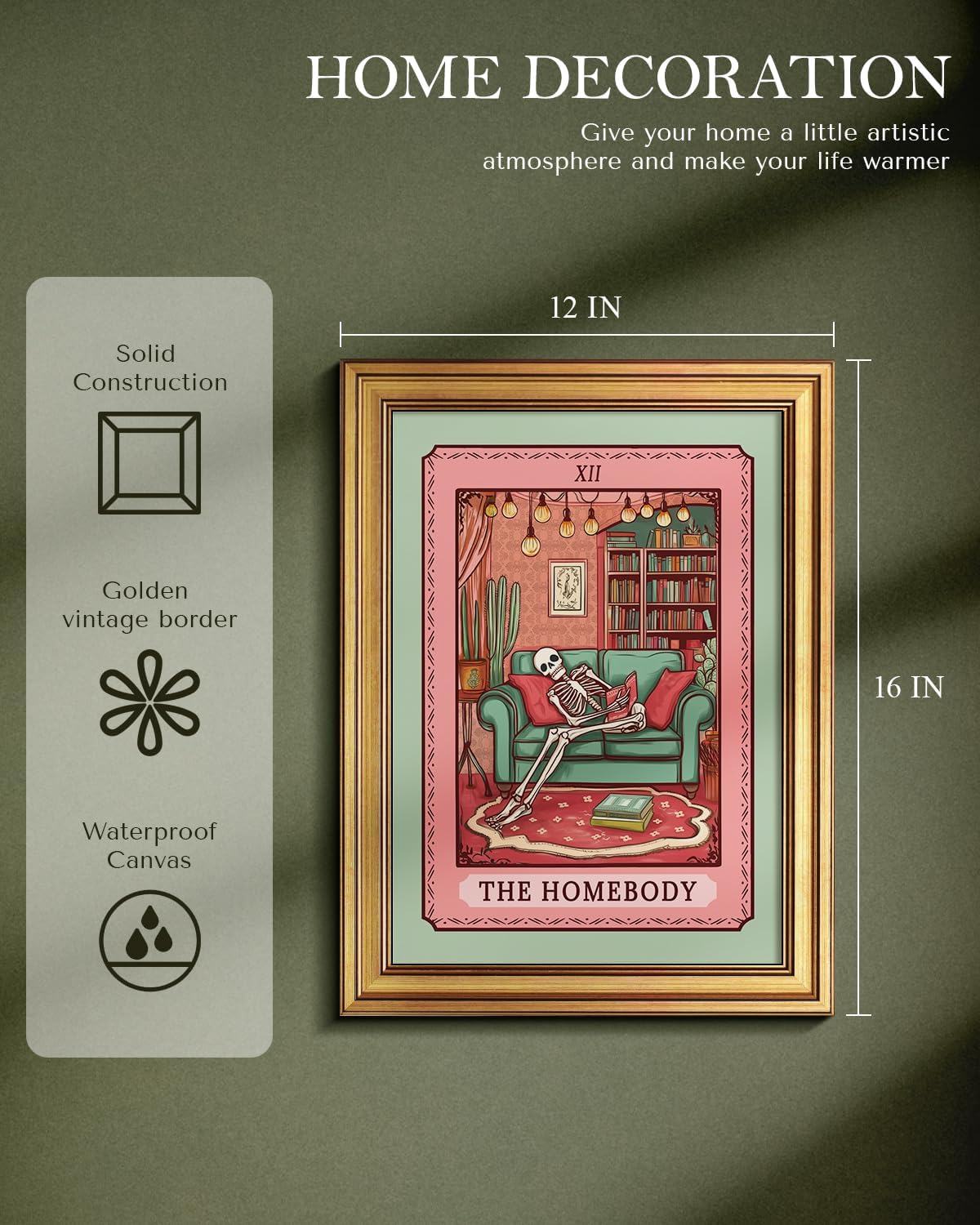Whimsical Skeleton Tarot Wall Art — Framed Print