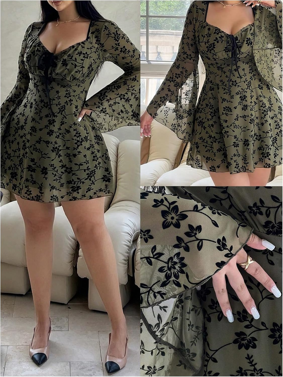 Whimsy Floral Plus-Size Midi Dress