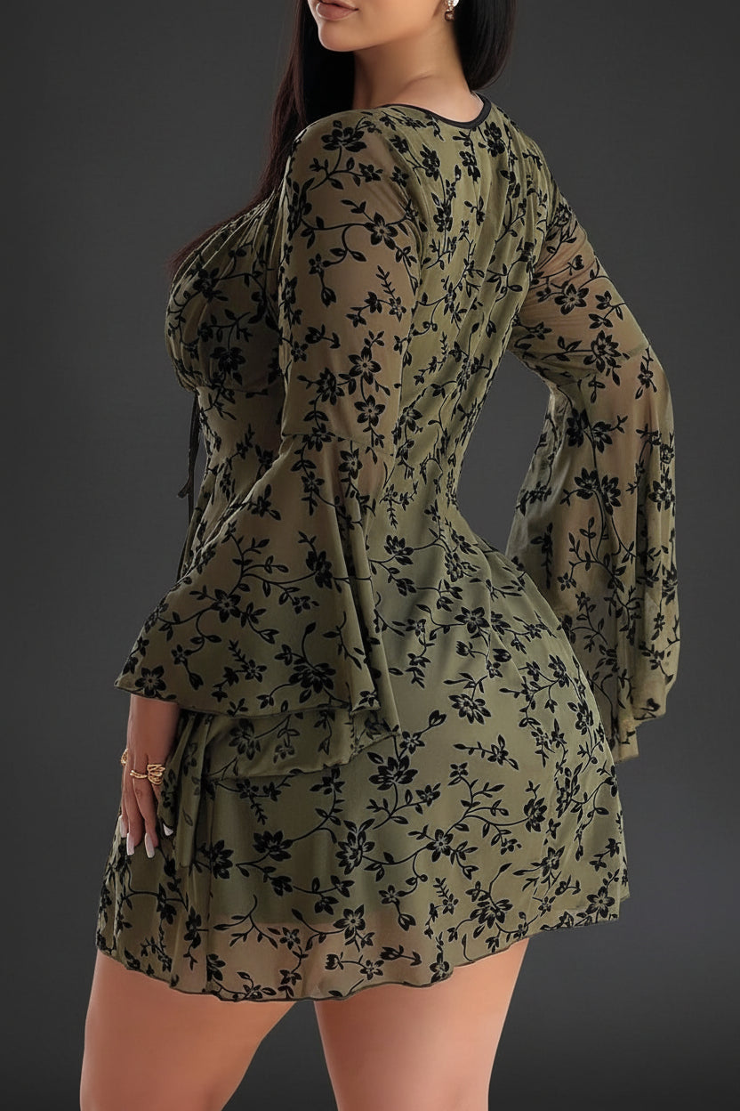 Whimsy Floral Plus-Size Midi Dress