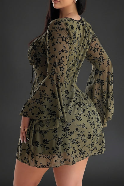 Whimsy Floral Plus-Size Midi Dress