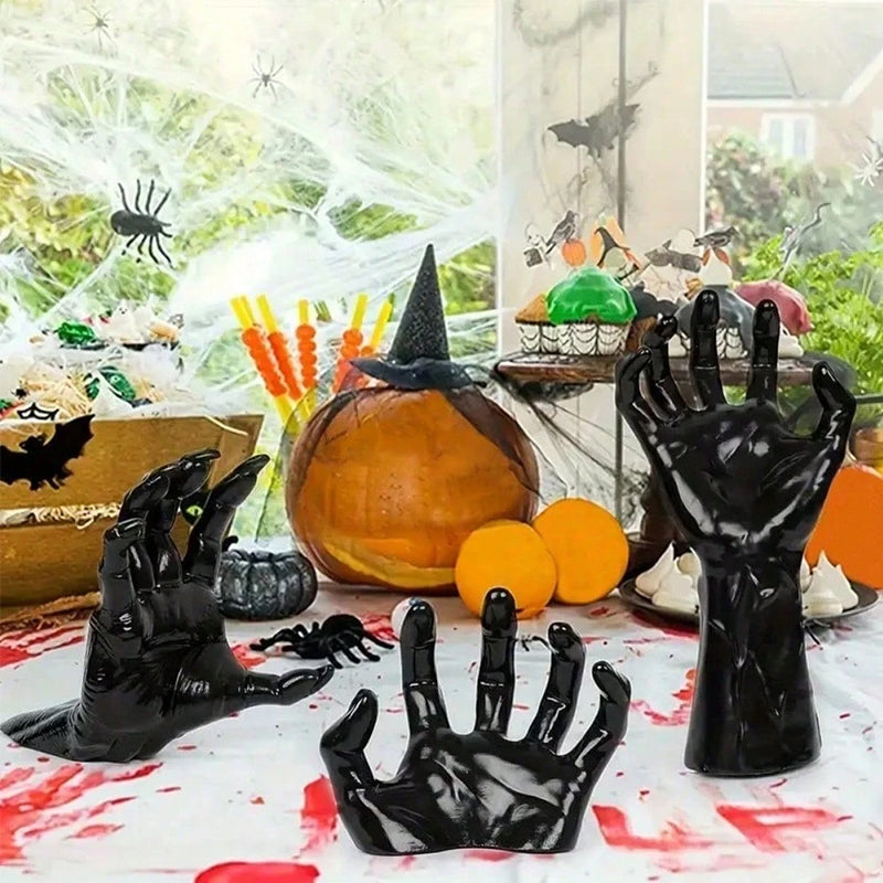 Gothic Halloween Wall Decor — Spooky Hands, Candles & Bat Stickers (12-Pack Kit)