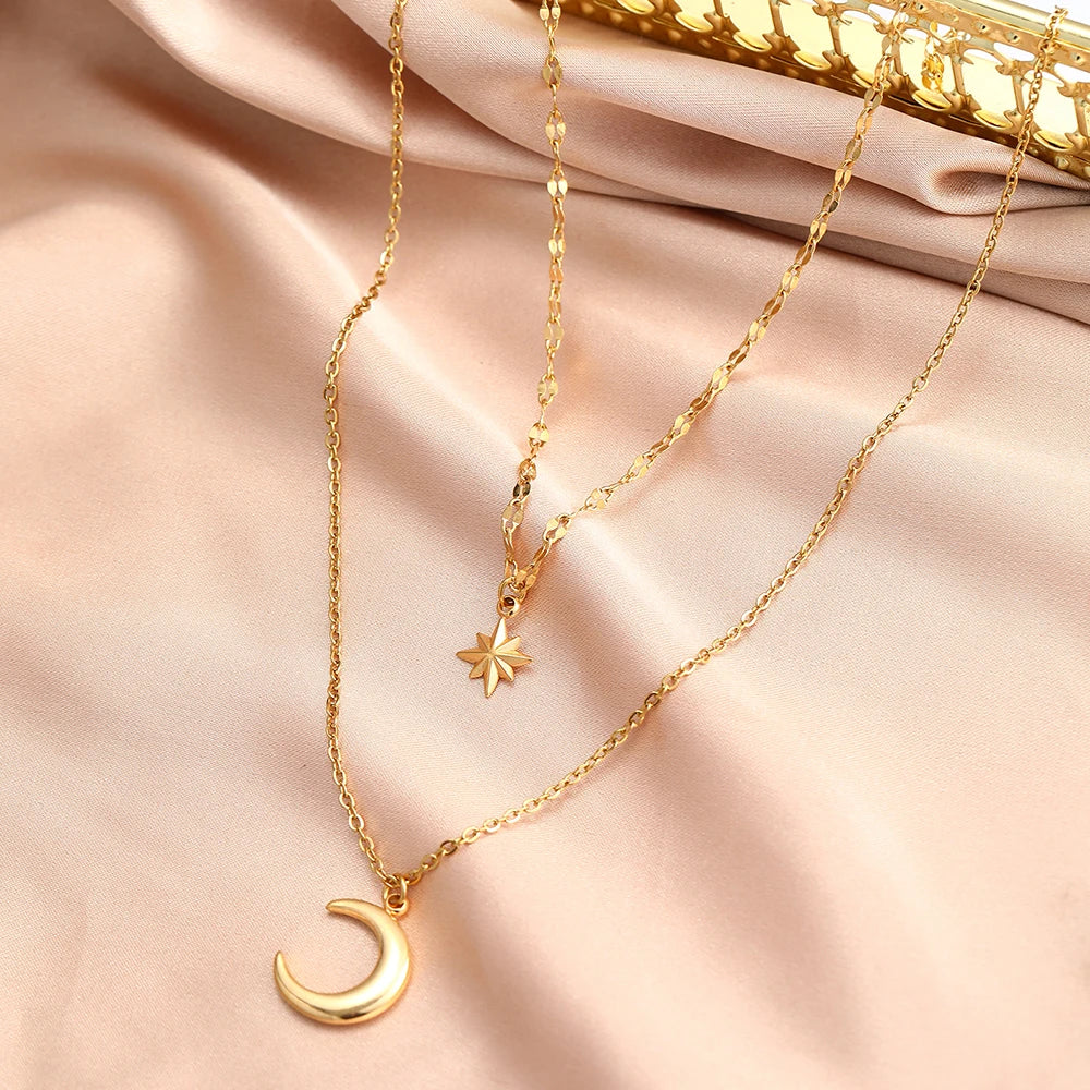 Celestial Star Moon Necklace