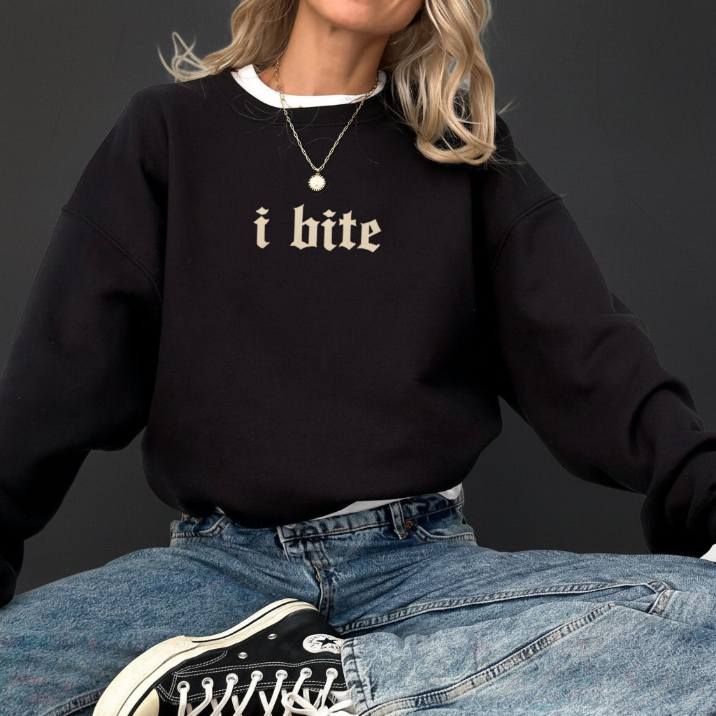 Gothic I Bite Sweatshirt: Funny Sarcastic Women's Meme Pullover Gift