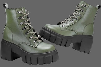 Women's Combat Boots - Alt Fashion Lace-Up Boots