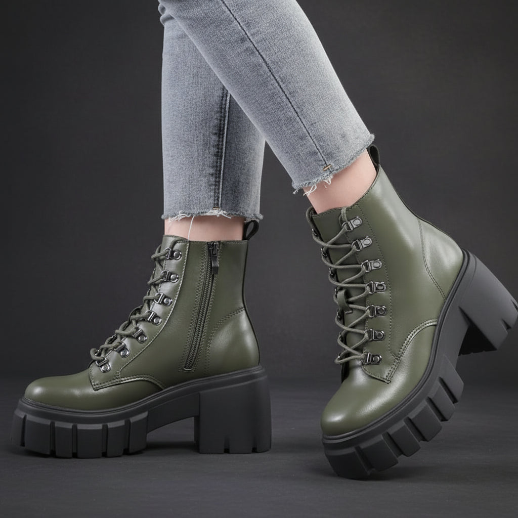Women's Combat Boots - Alt Fashion Lace-Up Boots